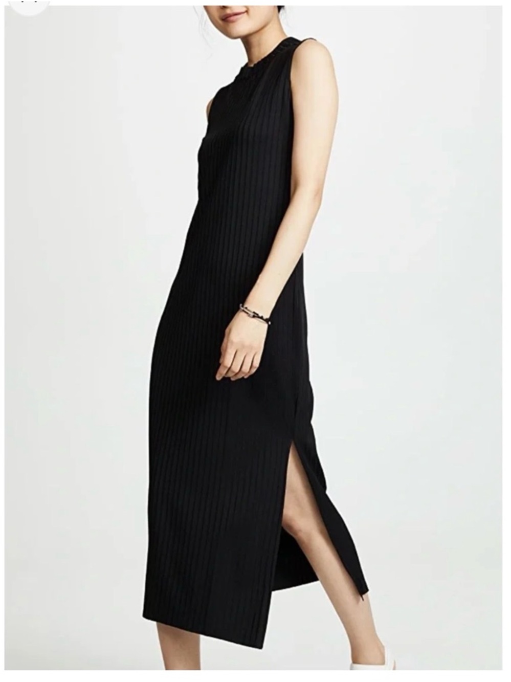 AYR Sleeveless Black Ribbed Midi Dress - Classic Minimalist like new